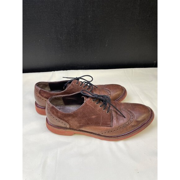 Cole Haan Men\'s Brown Leather& Suede Wing Tip Shoes / Oxfords Size 10M SKU 5698 main image 4
